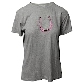 Bella Freud-Bella Freud bedrucktes Hufeisen-T-Shirt aus grauer Baumwolle-Grau