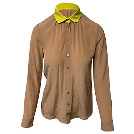 Camicia Buttondown Gucci in Seta Marrone Marrone