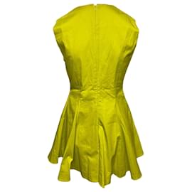 Dior-Dior Box Pleated Mini Dress in Yellow Cotton-Green