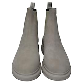 Alexander Mcqueen-Alexander McQueen Hybrid Chelsea Boots in Ivory Suede-White,Cream