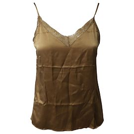Anine Bing Remi Camisole com acabamento de renda em seda marrom Marrom