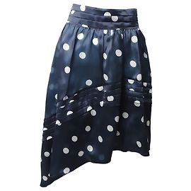 Ganni Polka Dot Skirt in Blue Silk Blue