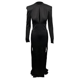 Balmain Cut Out Dress with Side Slit in Black Viscose  Black