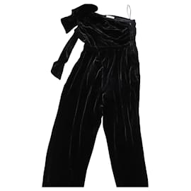 Ulla Johnson-Ulla Johnson Tess One Shoulder Jumpsuit in Black Velvet-Black