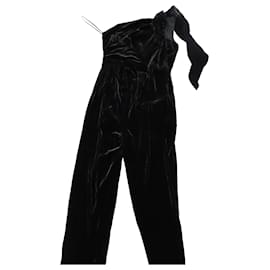 Ulla Johnson-Ulla Johnson Tess One Shoulder Jumpsuit in Black Velvet-Black