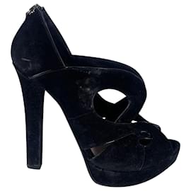 Bottega Veneta-Bottega Veneta Cut Out Heels in Black Velvet-Black
