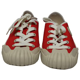 Autre Marque-Acne Studios Logo Patch Sneakers in Red Cotton-Red