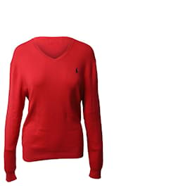 Polo Ralph Lauren-Polo by Ralph Lauren Pony-Embroidered Sweater in Red Cotton-Red