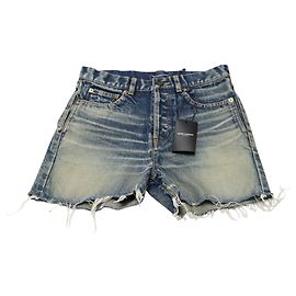 Shorts Saint Laurent Stonewashed em Blue Denim Azul