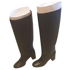 Botas de couro pretas de cano alto Tory Burch Preto