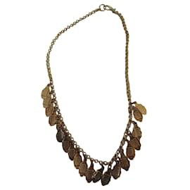 Philippe Audibert-Gold-plated necklace with leaf motifs.-Golden