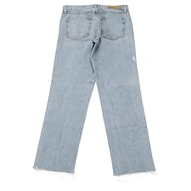 Autre Marque-Grlfrnd Helena Frayed High Rise Jeans in Blue Denim-Blue,Light blue