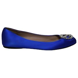 Gucci-Sapatilhas Gucci GG Crystal em cetim azul-Azul