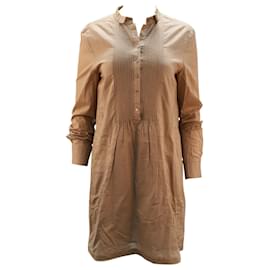 Joseph-Joseph Long Sleeve Knee Length Dress in Brown Cotton-Brown