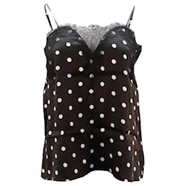 Autre Marque-Camisola con escote corazón y lunares en seda negra estampada Cami NYC-Otro