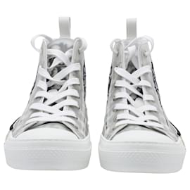 Dior-Dior Oblique B23 Sneakers Montantes en Toile Blanche-Blanc