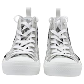 Dior-Dior Oblique B23 High Top Sneakers in White Canvas-White