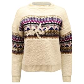 Isabel Marant-Isabel Marant Etoile Elsey Fair-Isle-Pullover aus weißer Wolle-Weiß,Roh