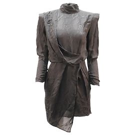 Autre Marque Dundas Montana ROBE COURTE DRAPÉE EN SATIN JACQUARD EN ACÉTATE NOIR Noir