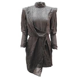 Autre Marque-Mini abito Dundas Montana in raso jacquard drappeggiato in acetato nero-Nero