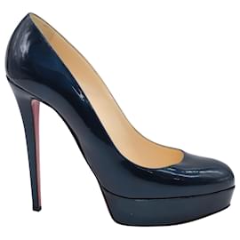 Christian Louboutin-Christian Louboutin Bianca 140 Pumps in Blue Patent Calf Leather-Blue