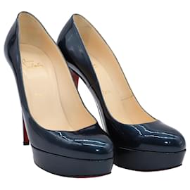 Christian Louboutin-Christian Louboutin Bianca 140 Pumps in Blue Patent Calf Leather-Blue