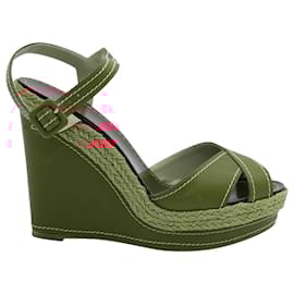 Christian Louboutin-Christian Louboutin Almeria 120 Wedge Sandals in Red Leather-Red