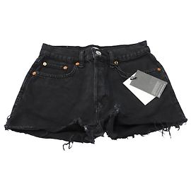 Re/Done 70s High Rise Shorts in Black Denim Black