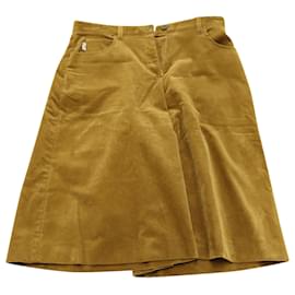 Burberry-Burberry Corduroy Culotte Shorts in Camel Cotton-Yellow,Camel