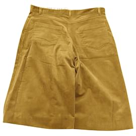 Burberry-Burberry Corduroy Culotte Shorts in Camel Cotton-Yellow,Camel