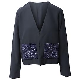 Blazer Chloé in seta nera con dettaglio tasca e paillettes Nero