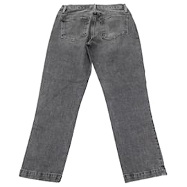 Frame Denim-Jeans Frame Le Nouveau Straight Crop em Denim Preto-Preto