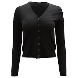 Vince-Vince Button-Front Cardigan in Black Wool-Black