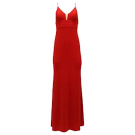 Calvin Klein-Calvin Klein V-Neck Long Gown in Red Polyester-Red