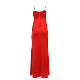 Calvin Klein-Calvin Klein Langes Kleid mit V-Ausschnitt aus rotem Polyester-Rot