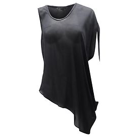 Helmut Lang Asymmetrisch drapiertes Top aus schwarzer Seide Schwarz