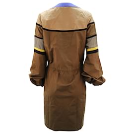 Etro-Etro Printed Long Sleeve Knee Length Dress in Brown Cotton-Brown