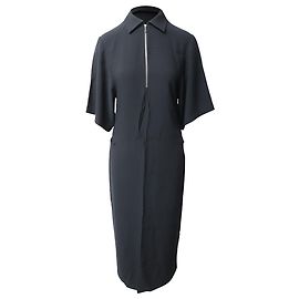 Joseph Fletcher Midi-Crêpe-Kleid aus schwarzer Viskose Schwarz