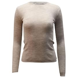 Theory-Theory Mirzi Rib Knit Sweater in Grey Merino Wool-Grey