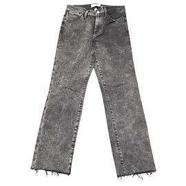 Frame Denim Frame Le High Straight Rockstar Crop Jeans in Black Denim Black