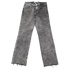 Frame Denim-Frame Le High Straight Rockstar Crop Jeans in Black Denim-Black
