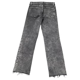 Frame Denim-Frame Le High Straight Rockstar Crop Jeans en Denim Noir-Noir