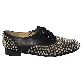 Christian Louboutin Oxford Stringate Freddy Spike in pelle nera Nero
