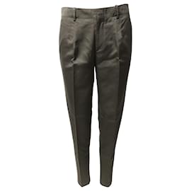 Gucci-Gucci Pantalon fuselé en coton vert-Vert