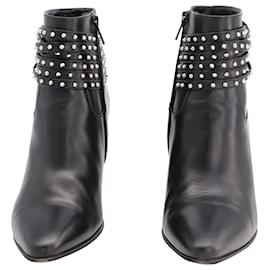 Saint Laurent-Saint Laurent French 85 Studded Boots In Black Calfskin Leather-Black