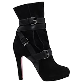 Christian Louboutin-Christian Louboutin Guerriere 120 Ankle Boots in Black Suede-Black