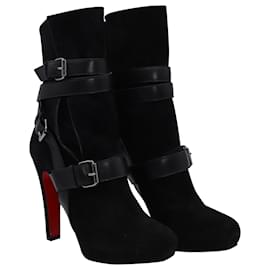 Christian Louboutin-Christian Louboutin Guerriere 120 Ankle Boots in Black Suede-Black