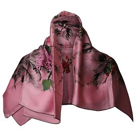 Dolce & Gabbana Dolce& Gabbana Sciarpa Stampa Floreale in Seta Rosa Rosa