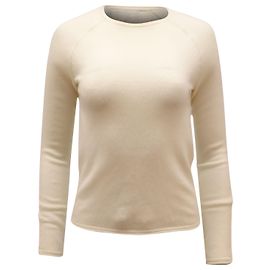 Theory Pullover mit Rundhalsausschnitt aus elfenbeinfarbenem Kaschmir Weiß Roh