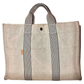 Hermès-Hermès Toto Bag in Canvas-Black,White